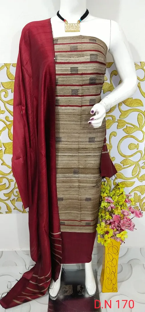 Traditional Tussar Dupion Silk Suit Material for Women